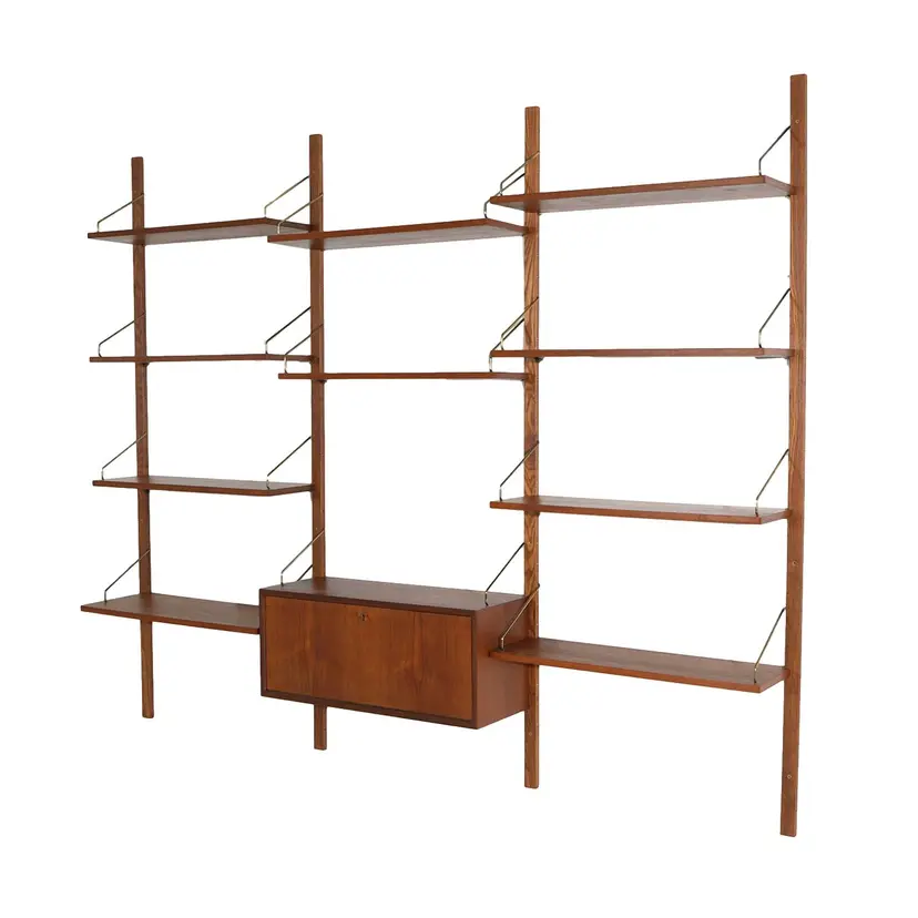 Regał modułowy Cado, teak brązowy, proj. P. Cadovius, Dania, lata 70.