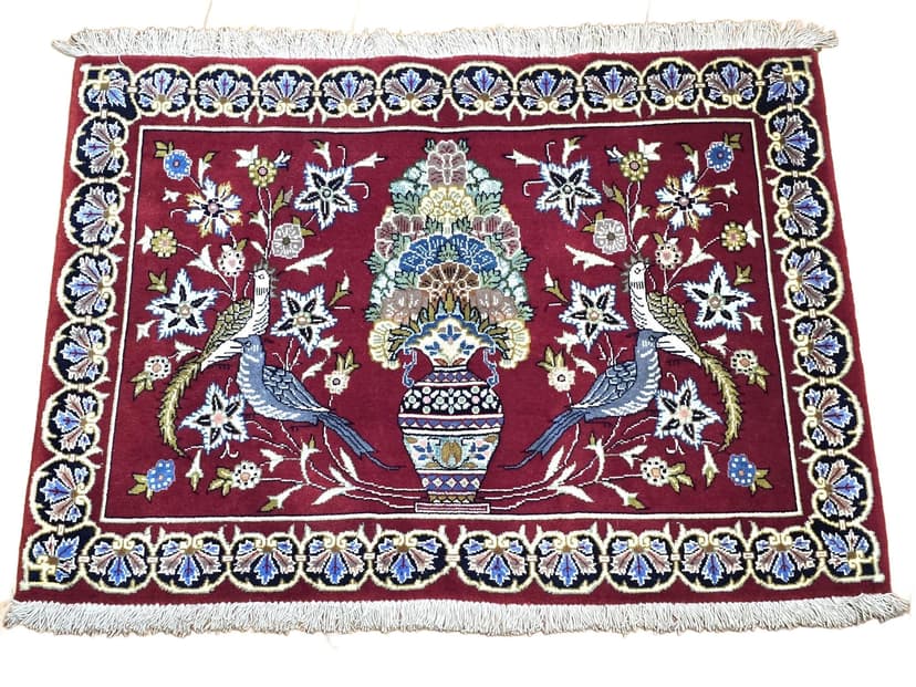 Dywan Qom Zil-os-Sultan, czerwony, wełna, Iran, początek XX w., 100x70 cm