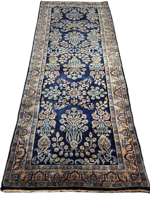 Chodnik Sarough Sultanabad 80x265 cm, niebieski, wełna, Iran, lata 30.