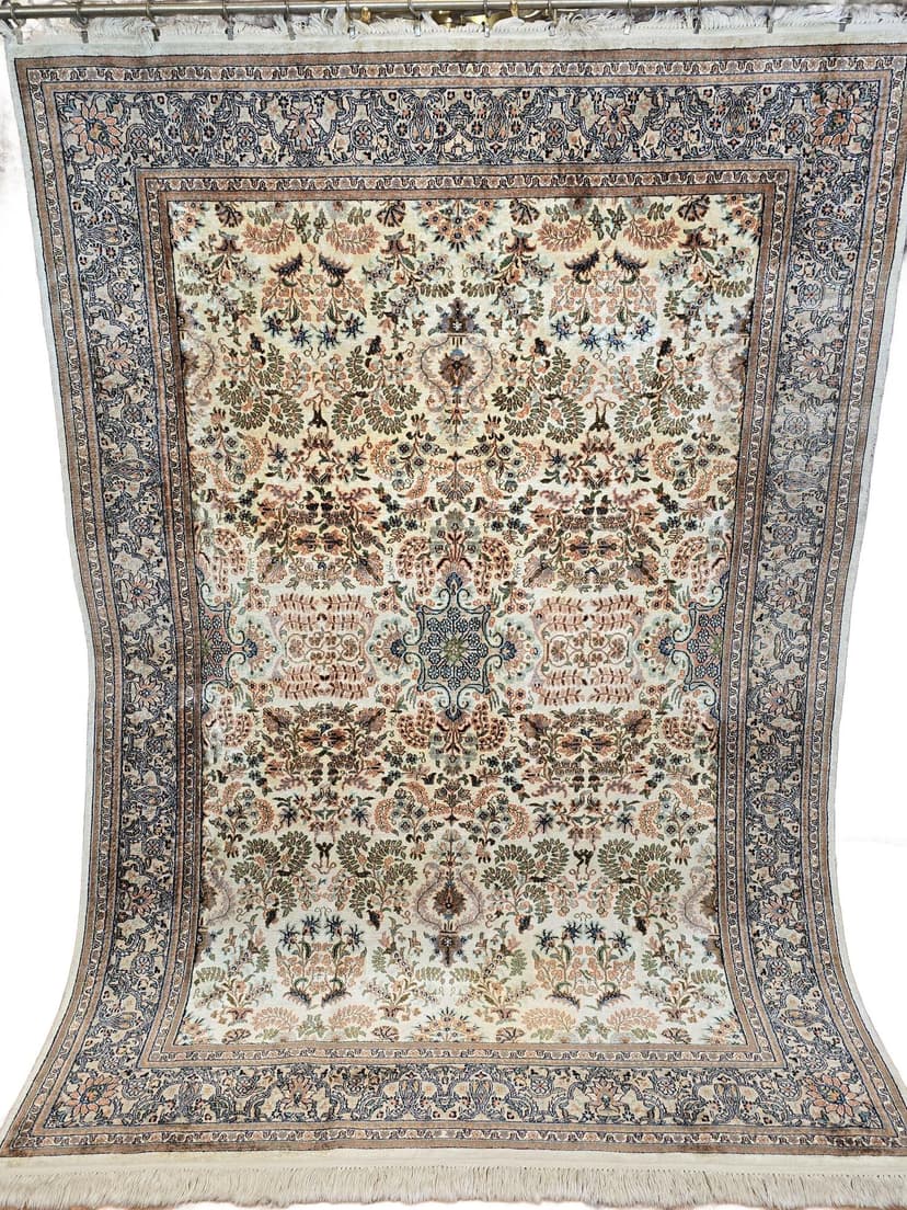 Rug Silk Kashmir 150x215 cm, cream silk, 1970s