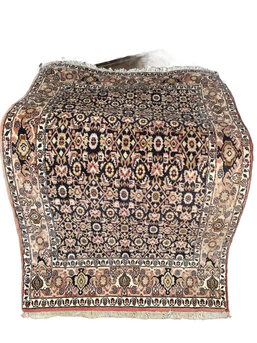 Dywan Bidjar Herati 83x146 cm, niebieski czerwony różowy złoty biały brązowy, wełna, Iran, początek XX w.