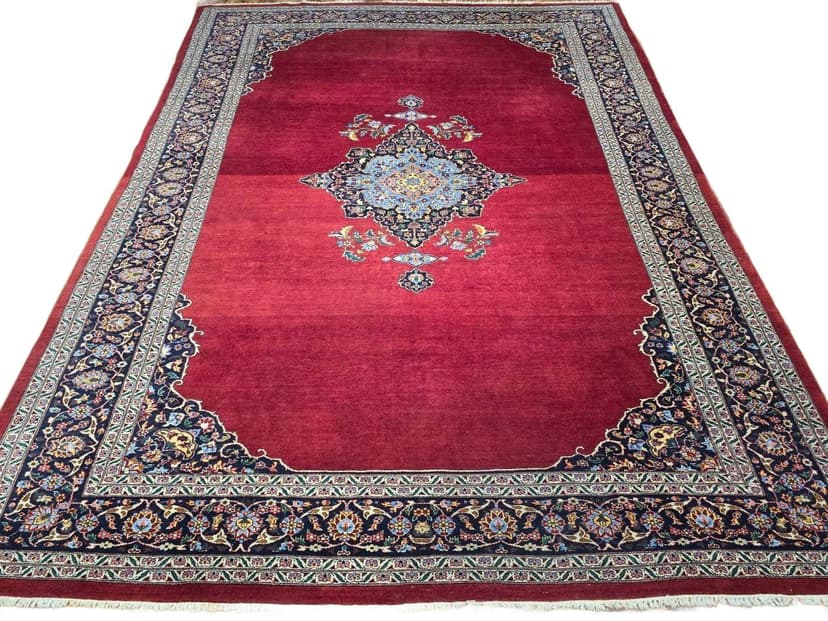 Dywan perski Kashan, 305x215 cm, czerwony, wełna, Iran, lata 60.