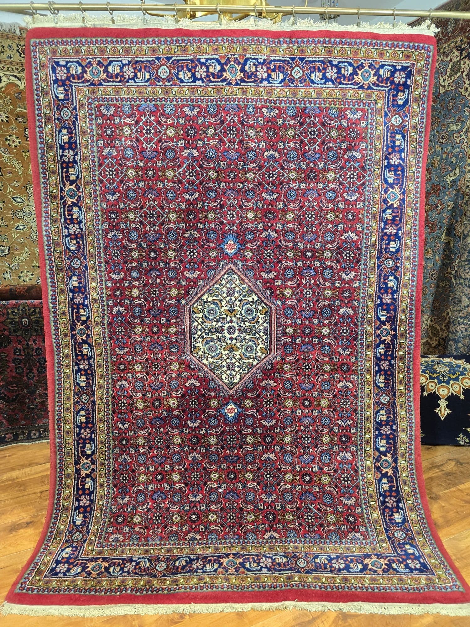 Dywan Indo Bidjar 200x133 cm, czerwony, wełna - 396205