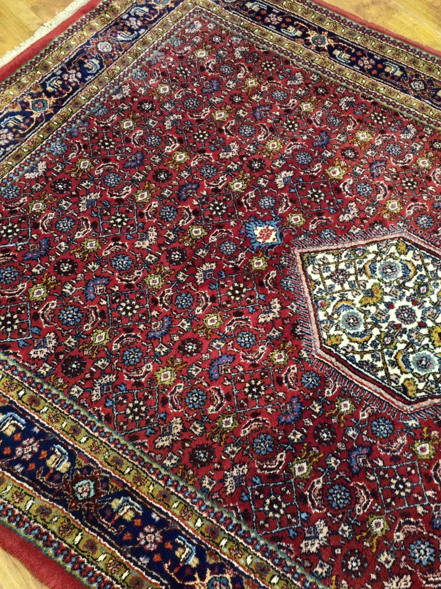 Dywan Indo Bidjar 200x133 cm, czerwony, wełna - 396198
