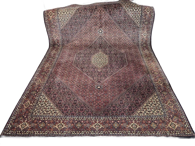 Dywan Bidjar Takab 205x310 cm, czerwony niebieski biały złoty, wełna, Iran, początek XX w.