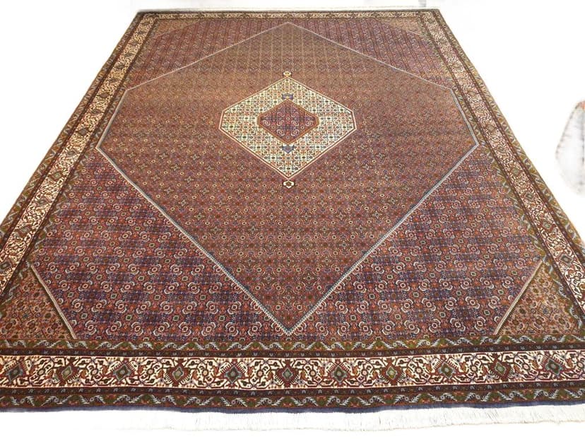 Dywan Bidjar Takab 365x265 cm, czerwony niebieski biały zielony, wełna, Iran, początek XX w.