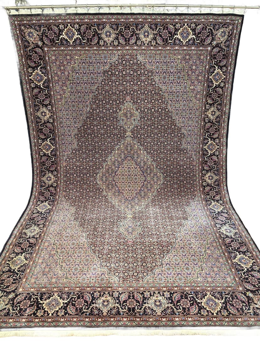 Dywan Tabriz 200x300, czarny czerwony różowy niebieski biały zielony złoty fioletowy, wełna, Iran, początek XX w.