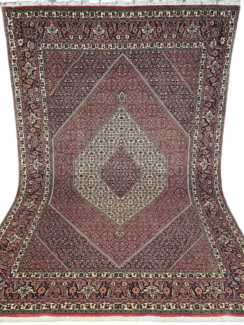 Dywan Bidjar 200x300 cm, czerwony kremowy niebieski, wełna, Iran