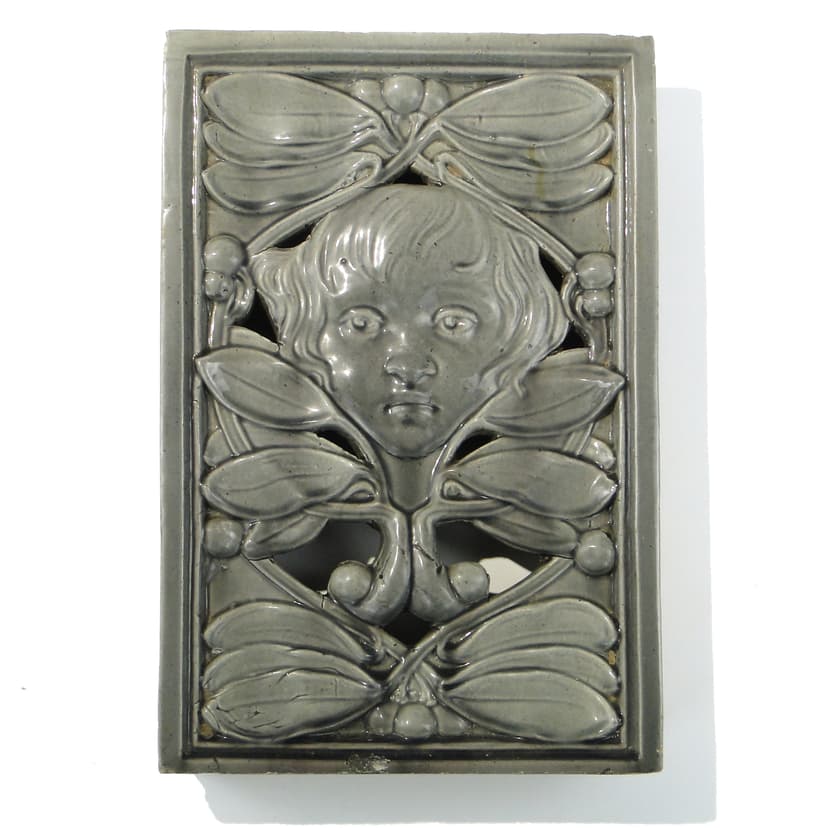 Art Nouveau Ventilation Tile, dove grey, ceramic, Europe, c. 1900
