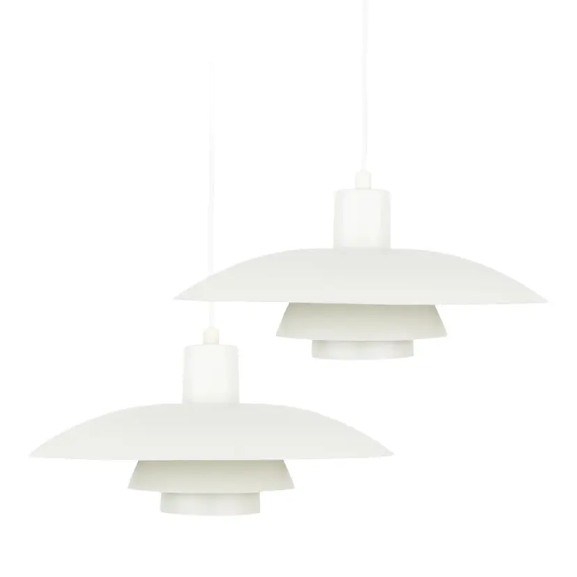 Pair of pendant lamps PH 4/3, white metal, by P. Henningsen, Louis Poulsen, Denmark, 1960s.