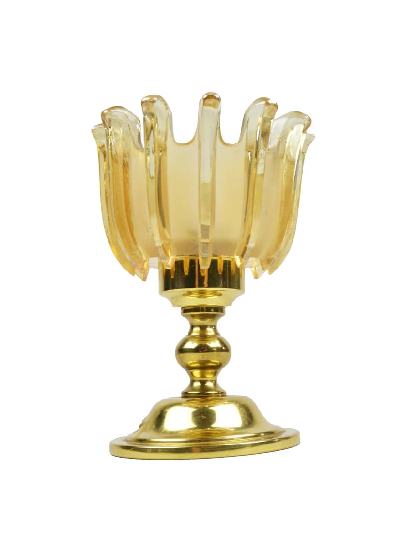 Table lamp, orange glass, gold metal, Germany, 1970s.