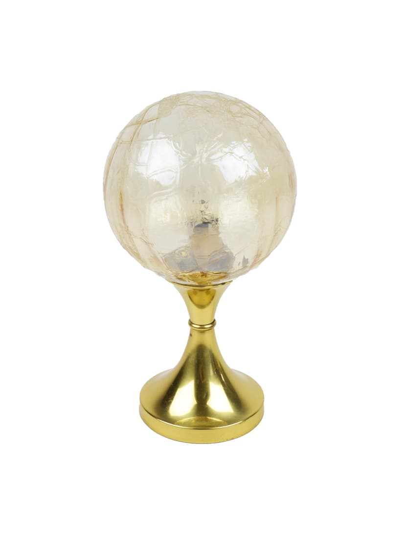 Table Lamp Space Age, transparent yellow soda glass, gold metal, Germany, 1970s.