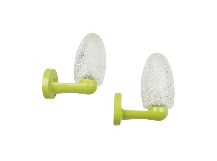 Pair of wall sconces Space Age, green acrylic, glass, Germany, 1980s.