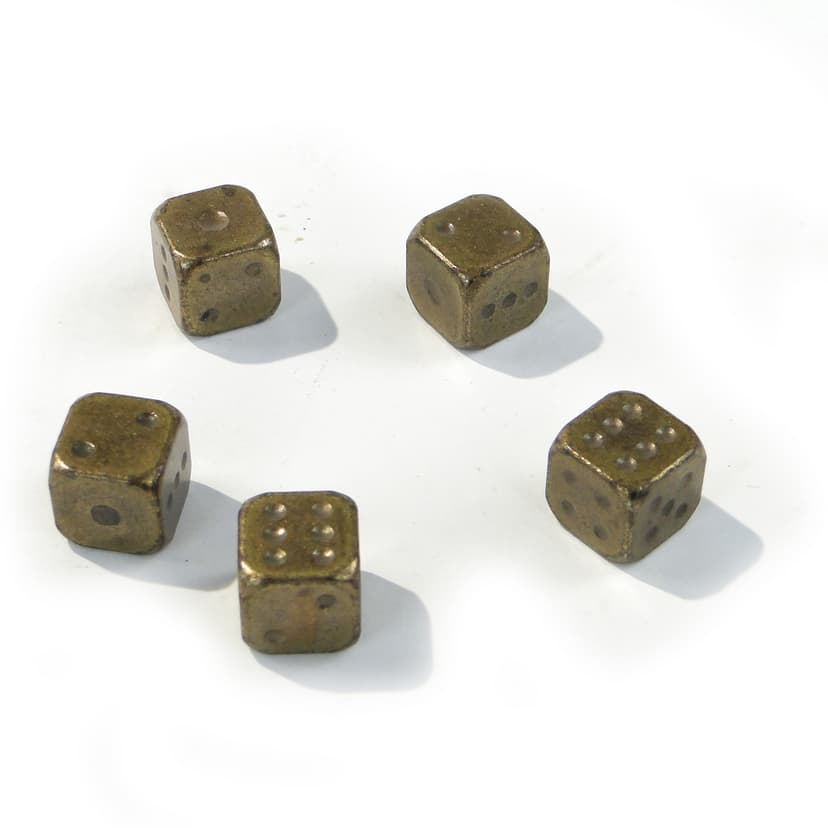 Set of Five Dice, bronze, 1920s