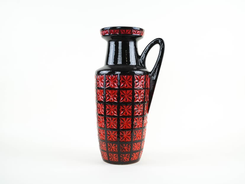 Vase West Germany, black red, ceramic, Germany, 1970s.