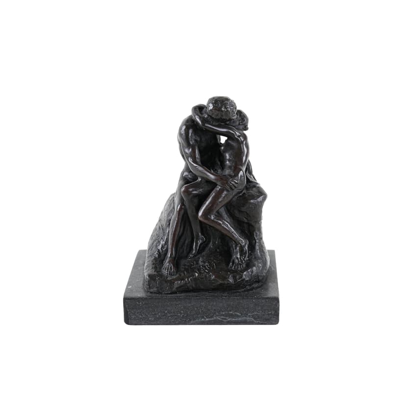 Mother and Child Figurine, Art Deco, brown bronze, marble base, 19th c.