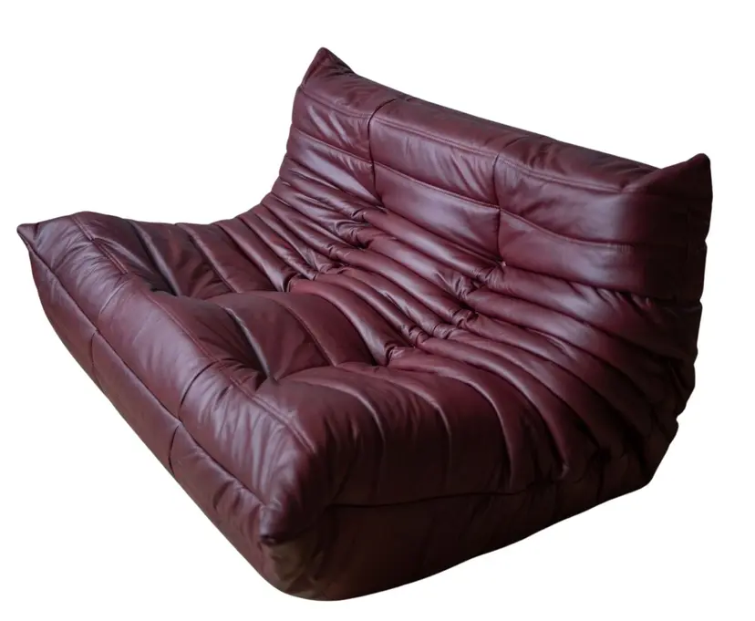 Sofa Togo dwuosobowa, skóra brązowy burgund