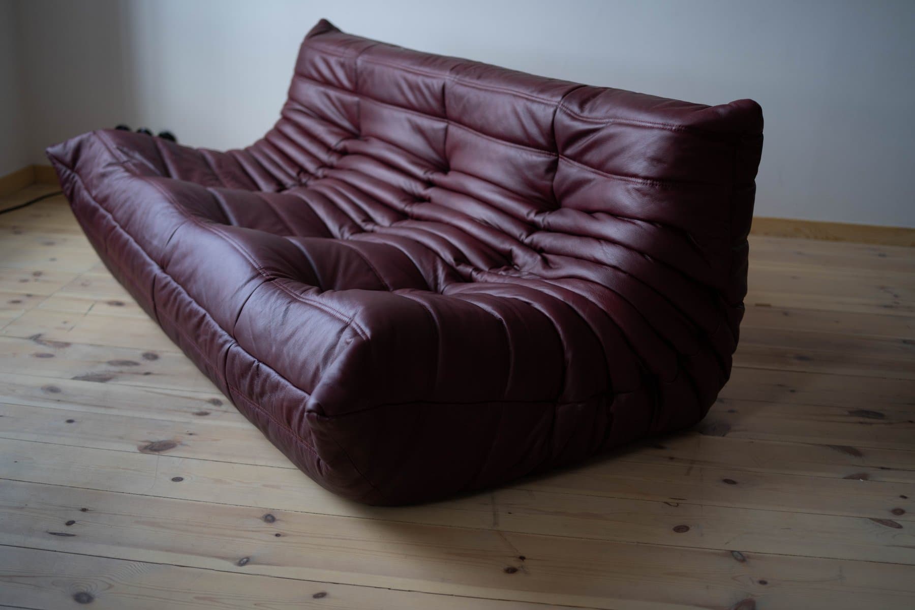 Sofa Togo trzyosobowa, skóra brązowy burgund - 398941