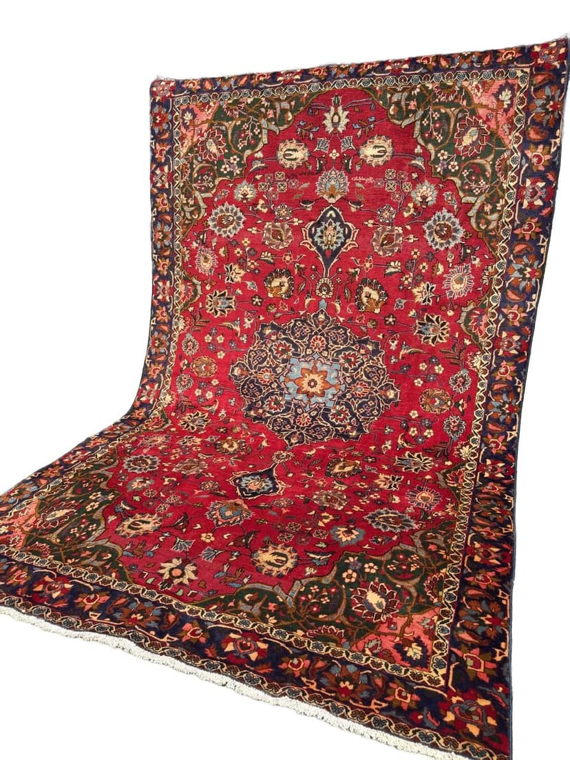 Dywan Keshan 360x220 cm, czerwony niebieski złoty biały zielony pomarańczowy, wełna, Iran