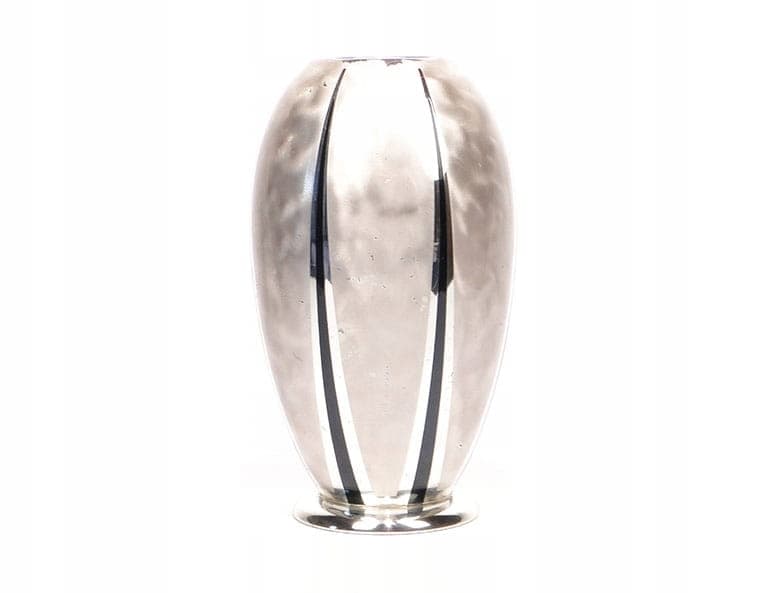 Vase Ikora, silver black, brass enamel, WMF, Germany, 1920s