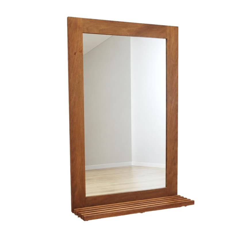 Wall mirror, brown mahogany, glass, Denmark, 1970s.