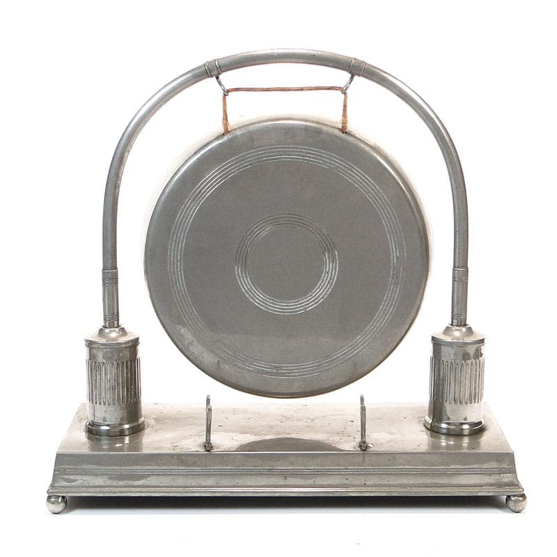 Table gong Art Deco, silver nickel-plated brass, 1920s