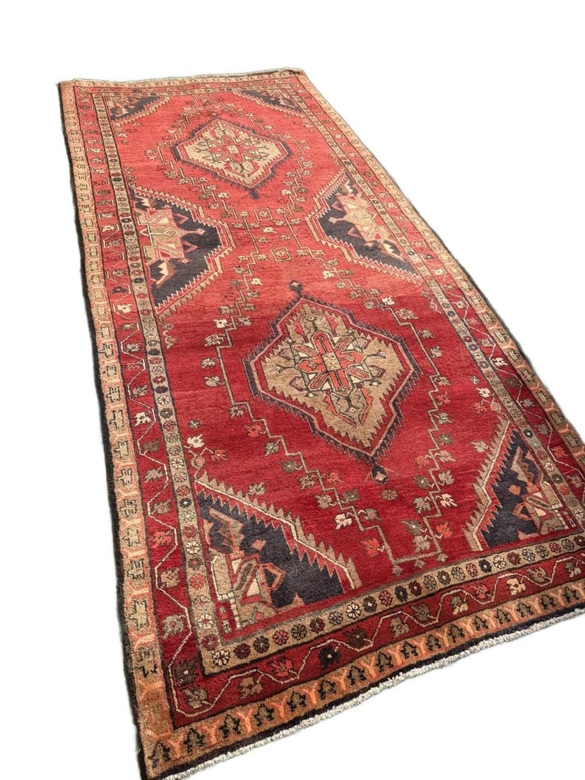 Runner Hamadan Kazak 326x145cm, red blue, wool, Iran