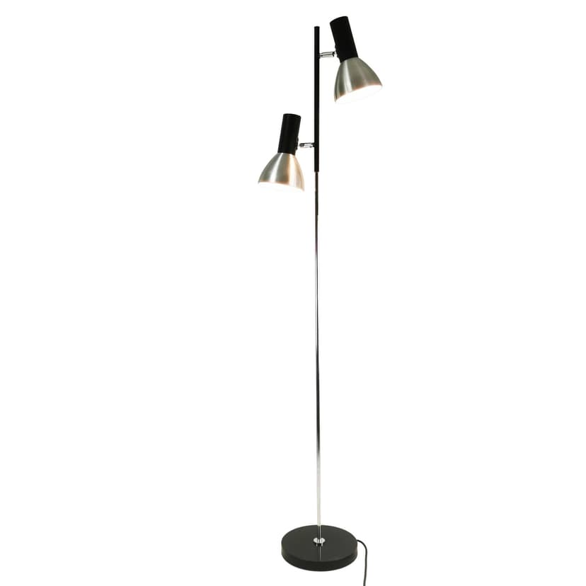 Floor Lamp Space Age, silver aluminum, black steel, Germany, 1970s.