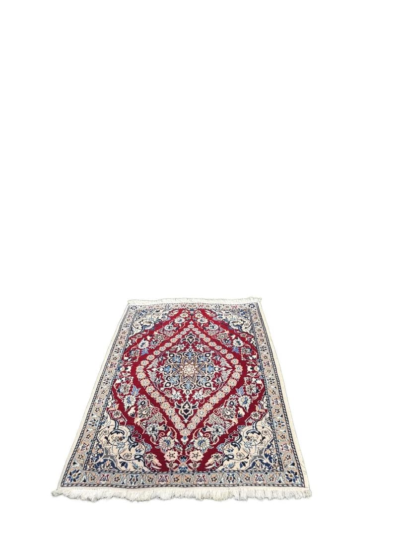 Dywan perski Nain 135x90 cm, czerwony, wełna kaszmirowa jedwab, Iran