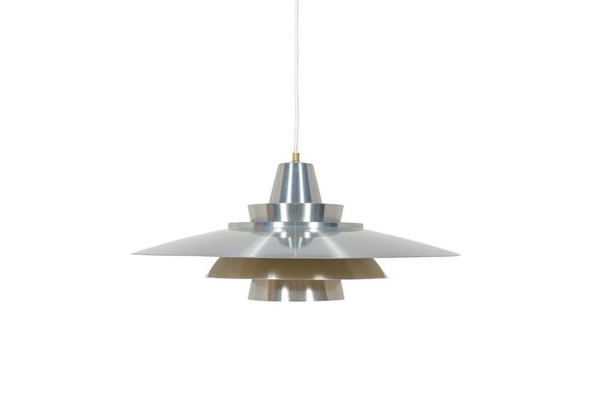 Pendant lamp Type 240, silver metal, by M. Davidsen, Superlight, Denmark, 1970s.