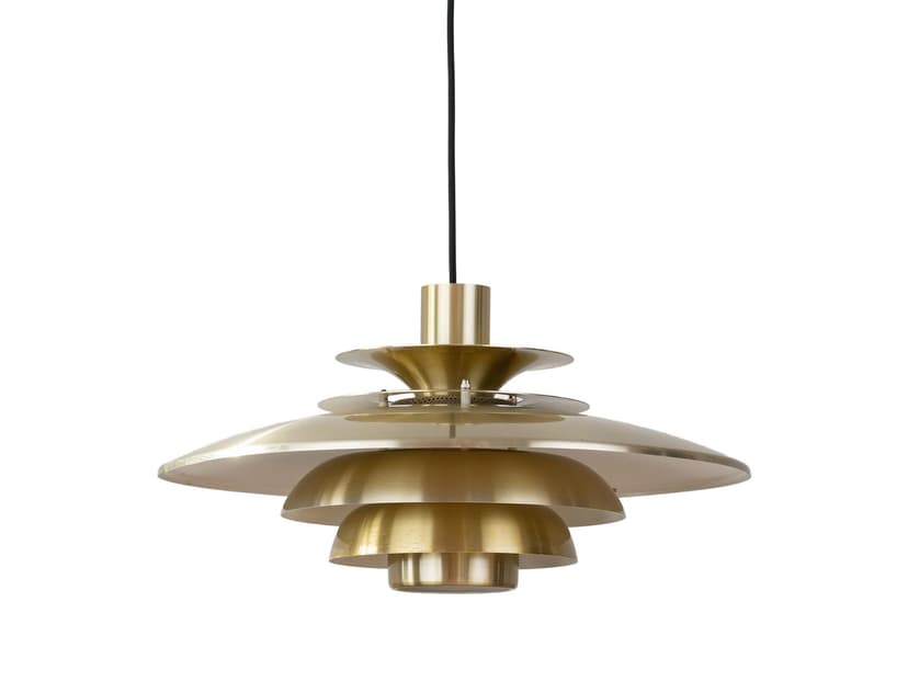 Pendant lamp Verona, gold aluminium, by K. Wiborg, Jeka, Denmark, 1980s.