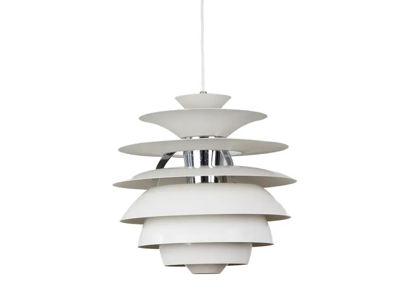 Pendant lamp PH Snowball, white metal, by P. Henningsen, Louis Poulsen, Denmark, 1980s.