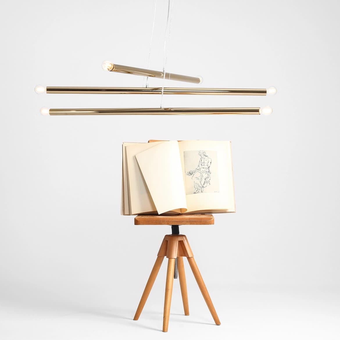 Pendant lamp Tubo 6 gold, Artera - 401715