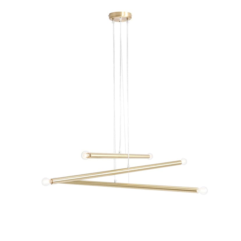 Pendant lamp Tubo 6 brass, Artera