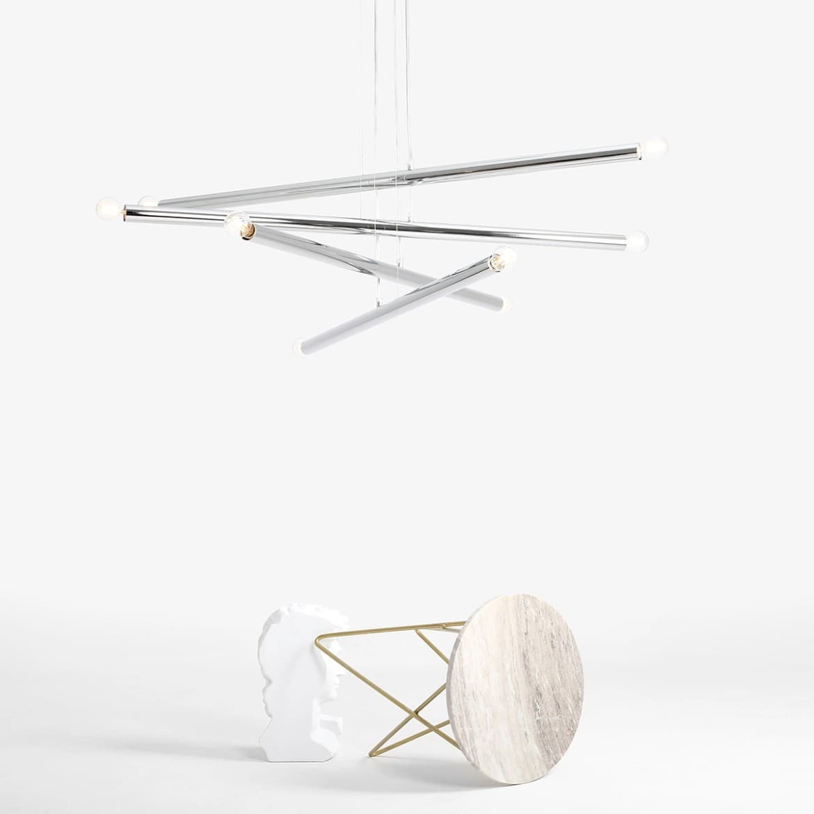 Pendant lamp Tubo 8 chrome, Artera - 401750