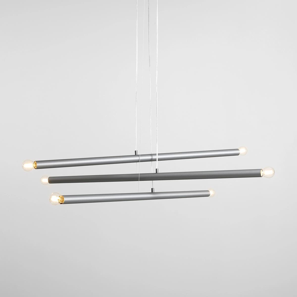 Pendant lamp Tubo 6 steel, Artera - 401978