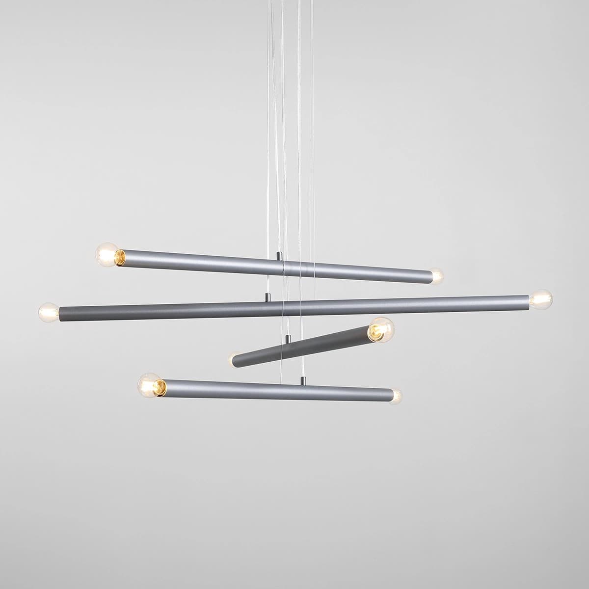 Pendant lamp Tubo 8 steel, Artera - 401995