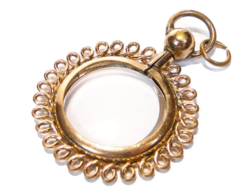 Sentimental Locket, gold, brass glass, Austria, 19th century