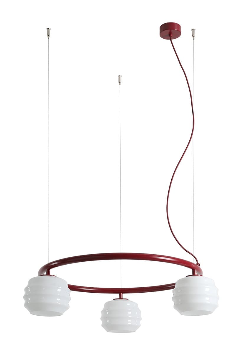 Pendant lamp Puff 3 Ring Red Wine, Artera