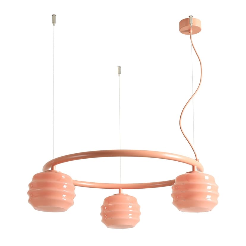Pendant lamp Puff Glaze 3 Ring Coral, Artera