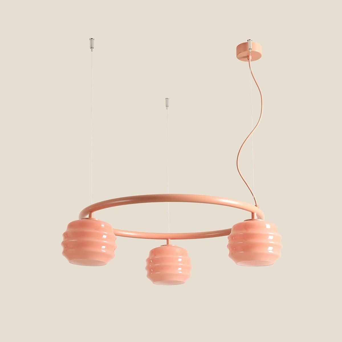 Pendant lamp Puff Glaze 3 Ring Coral, Artera - 402174