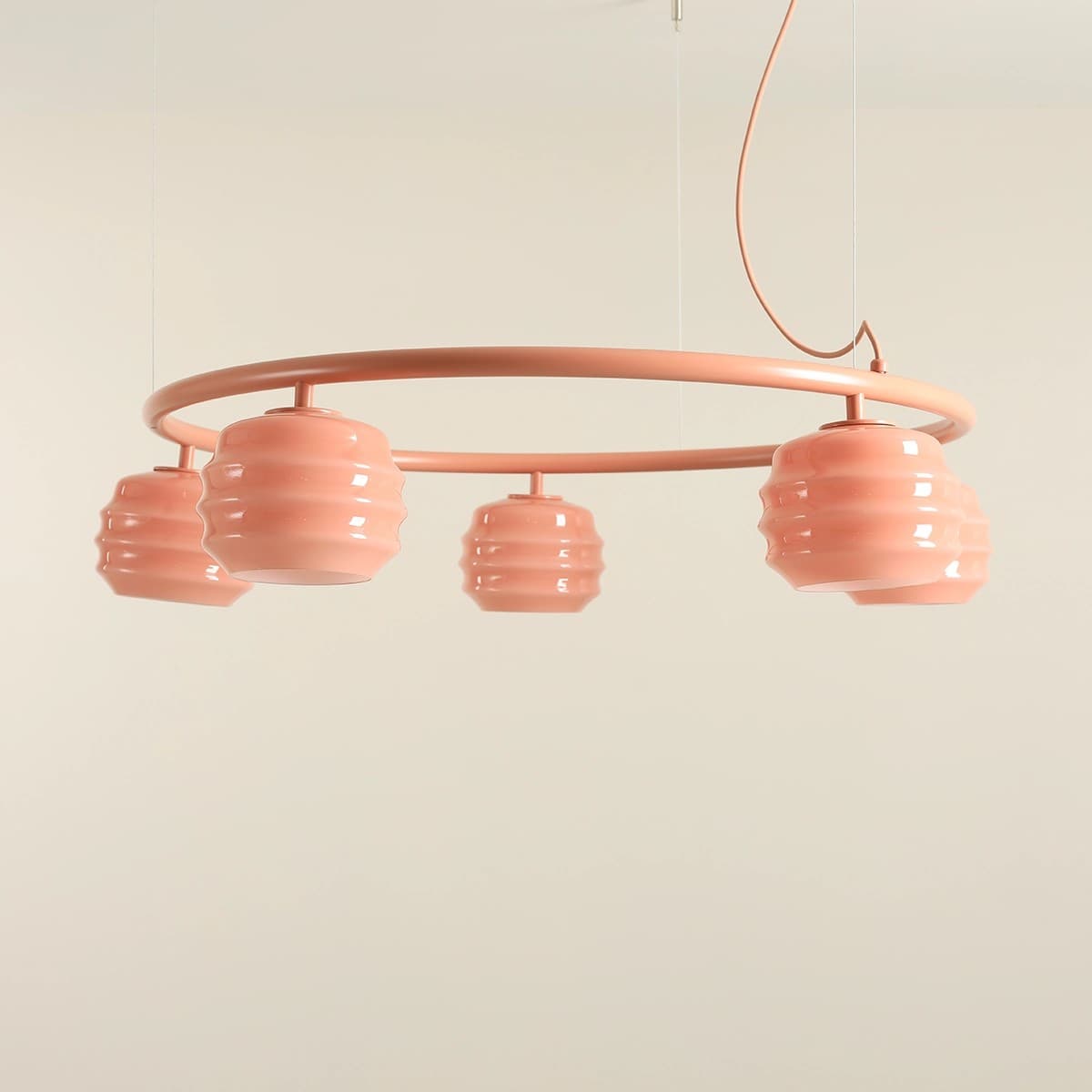 Pendant lamp Puff Glaze 5 Ring Coral, Artera - 402180