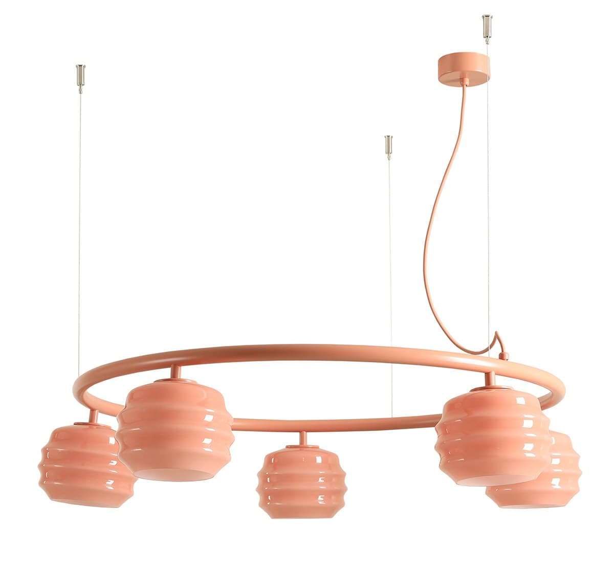 Pendant lamp Puff Glaze 5 Ring Coral, Artera