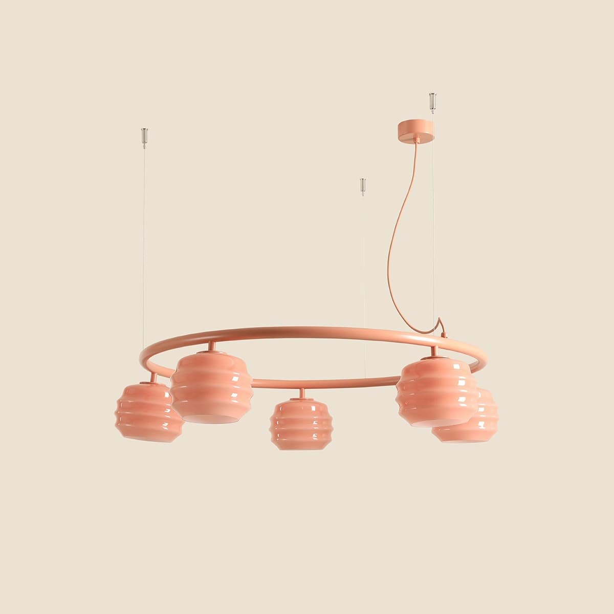 Pendant lamp Puff Glaze 5 Ring Coral, Artera - 402184