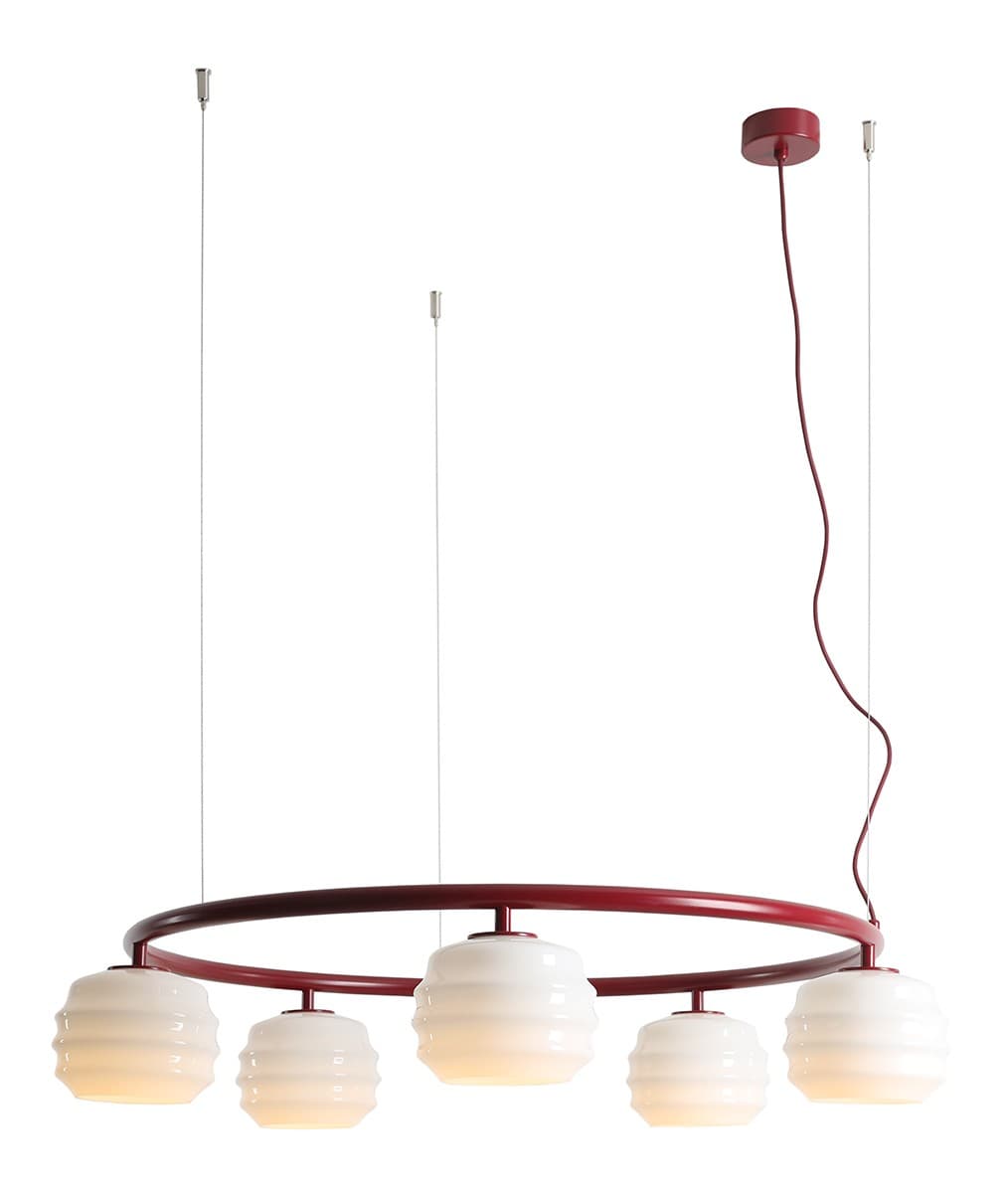 Pendant lamp Puff 5 Ring Red Wine, Artera