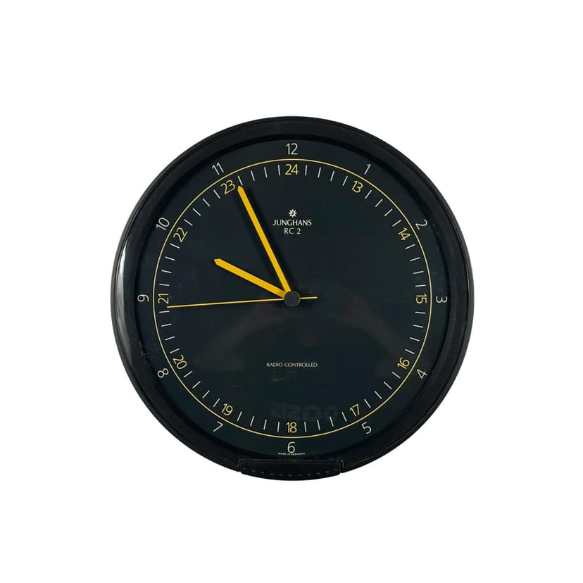 Zegar ścienny RC2, czarny, plastik, Junghans, Niemcy, lata 80.