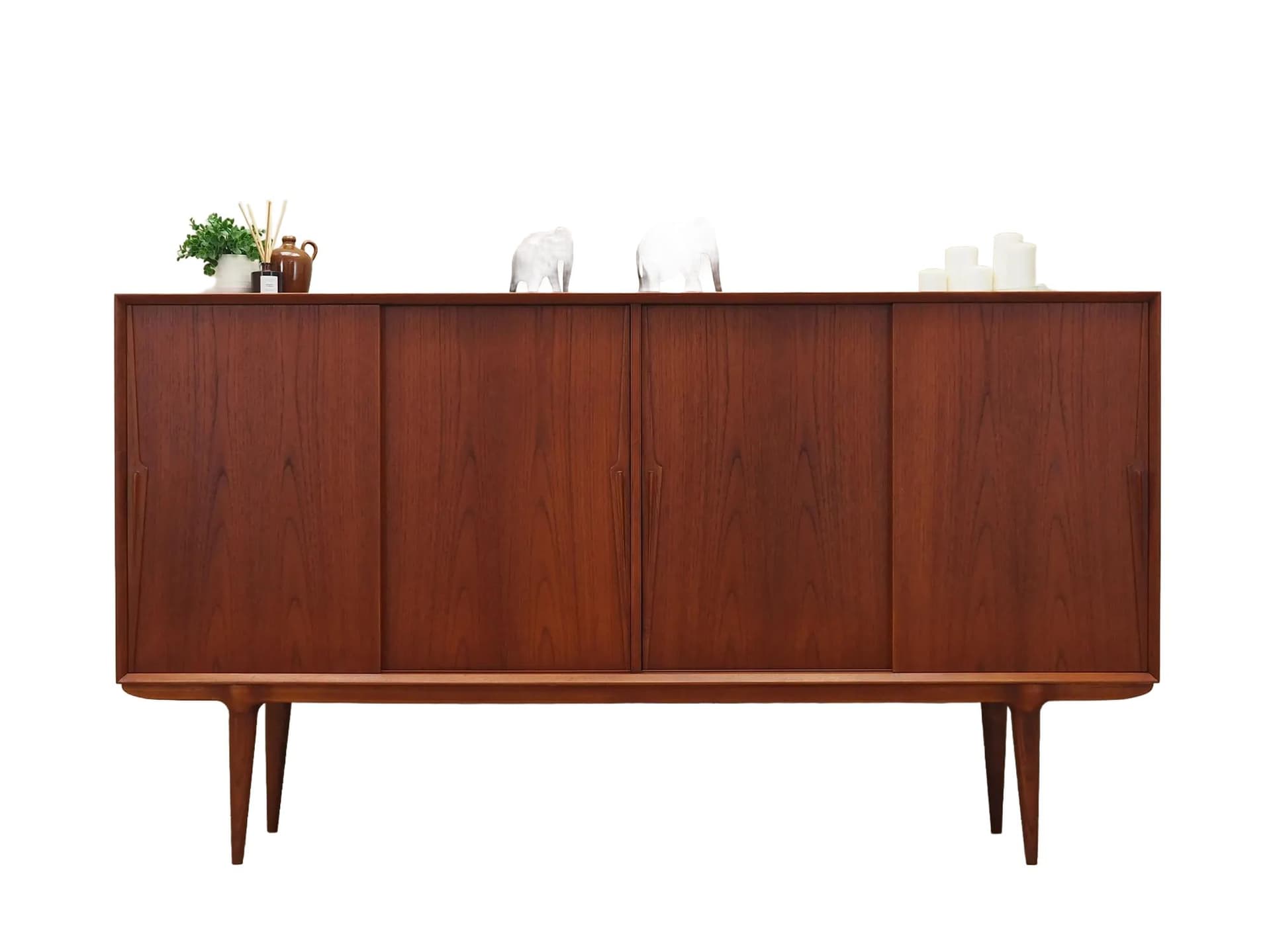 Highboard model 19, brown teak, Omann Jun, Denmark, 1970s.