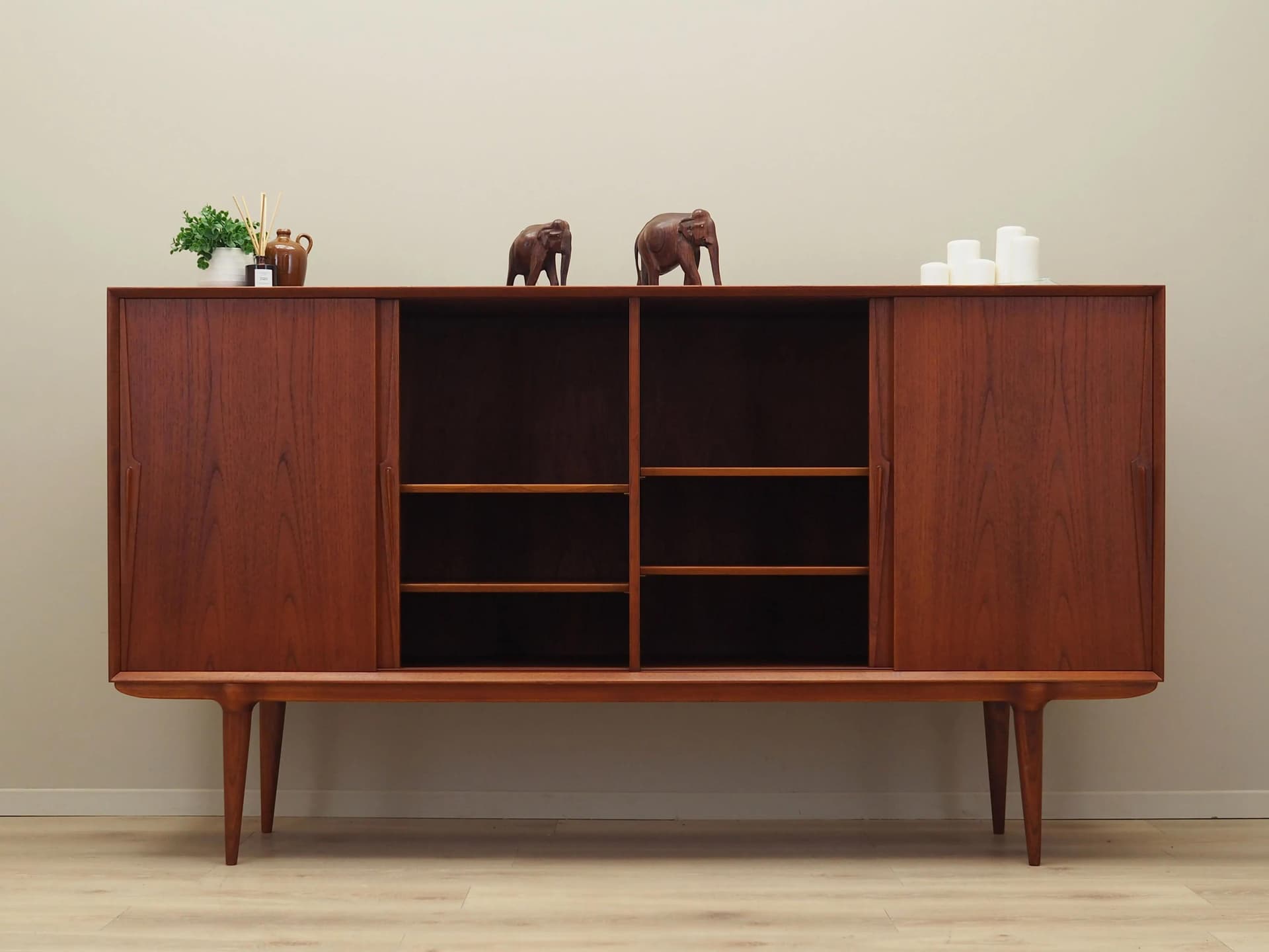Highboard model 19, brown teak, Omann Jun, Denmark, 1970s. - 37330