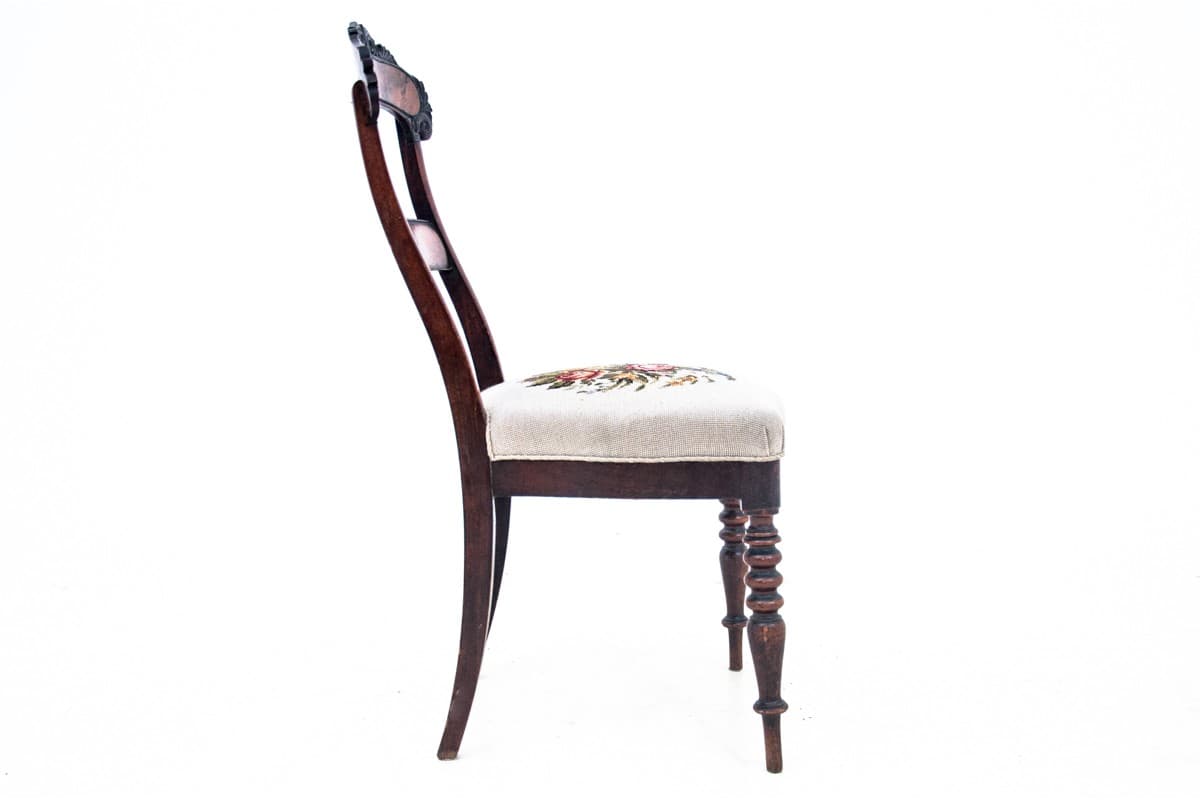 Ciemnobrązowe drewniane krzesło, Europa Zachodnia, barok, koniec XIX wieku - 47270