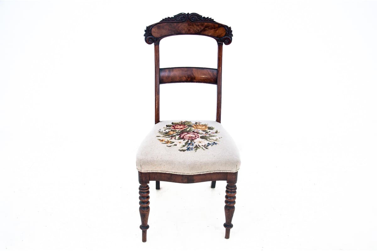 Ciemnobrązowe drewniane krzesło, Europa Zachodnia, barok, koniec XIX wieku - 47266